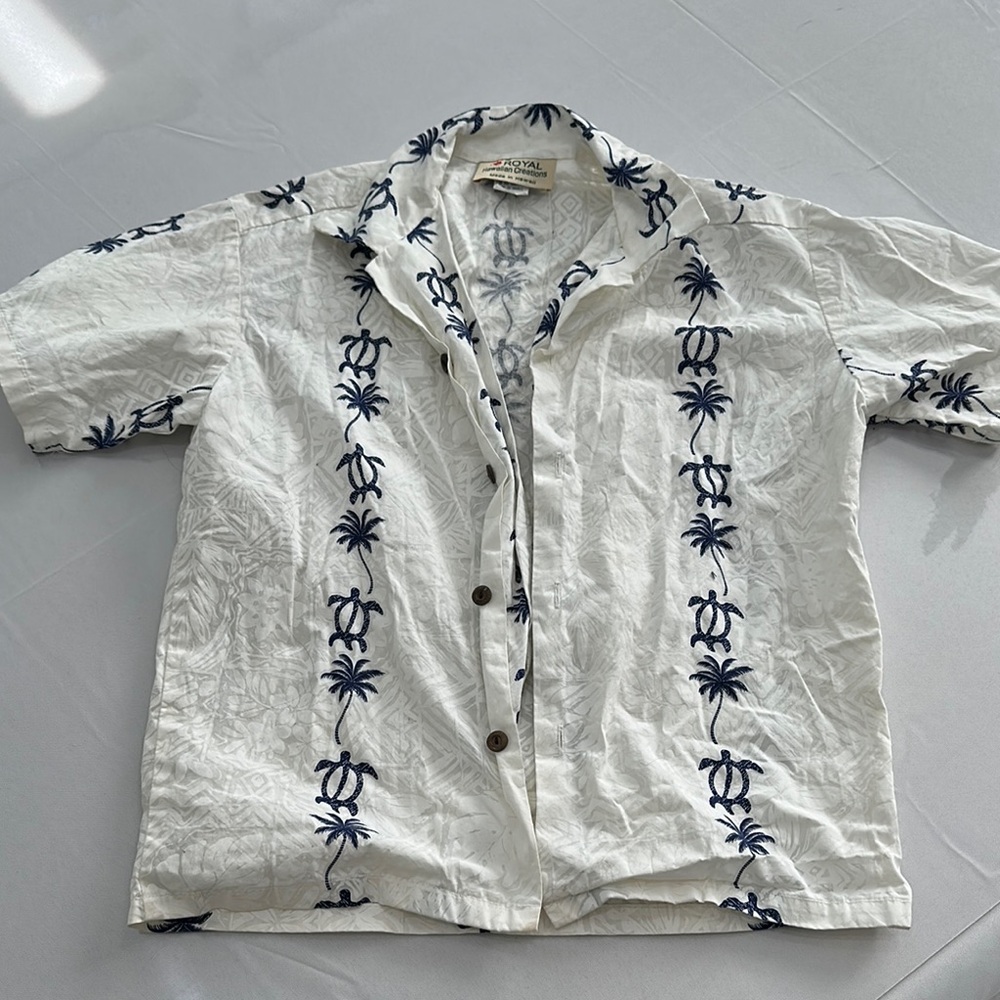 White and Blue Hawaiian Shirt